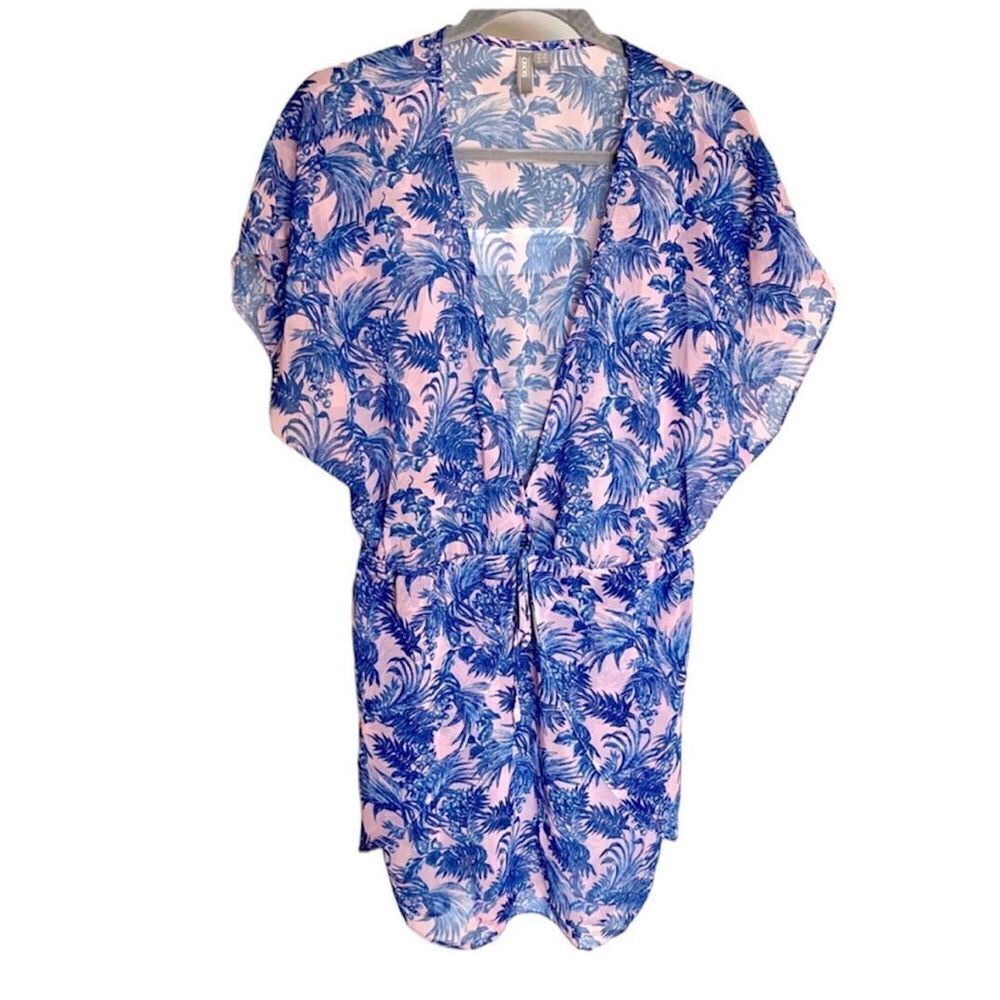 ✨ASOS Pastel Palm Wrap Front Chiffon Beach Caftan✨